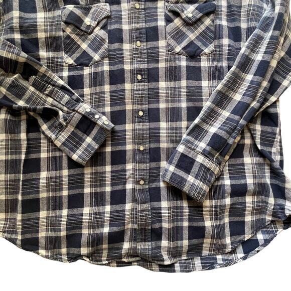 ELY Cattleman Men's 2XL Tall Blue Plaid Flannel Western Fall Button Up‎ - Picture 4 of 8